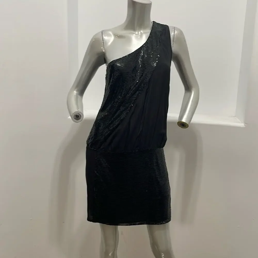Sheri Bodell One Shoulder Beaded Dress  Black Size S - Picture 12 of 12